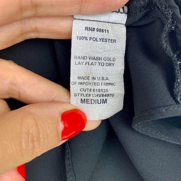 ABBELINE Basic Black Sheer Crop Top Sz m - Picture 4 of 4